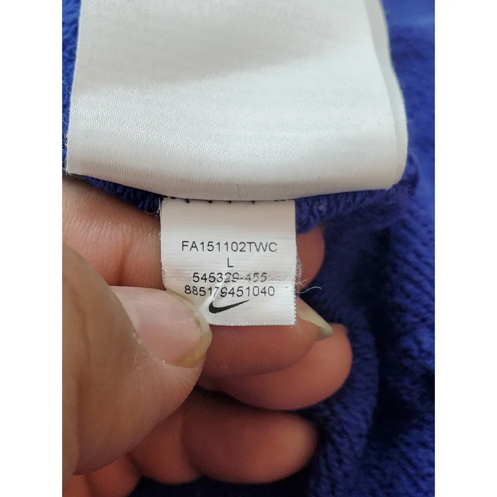 Nike Men Pants L Blue Embroidered Sweatpants Fleece Joggers READ